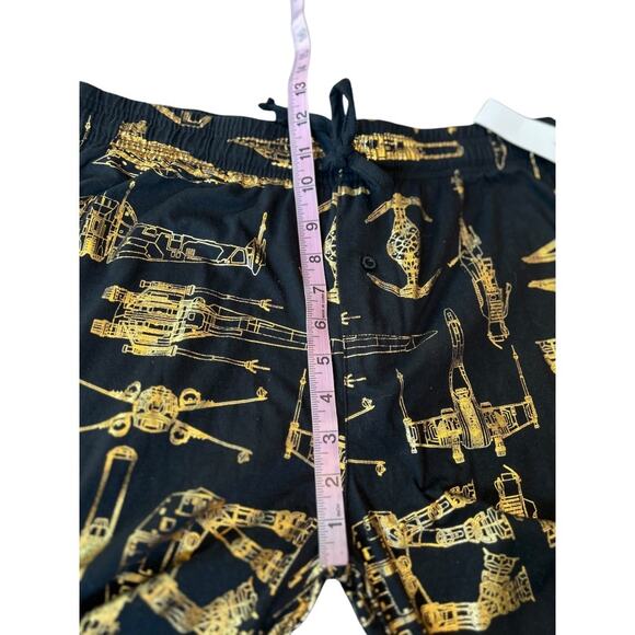 NWT Star Wars Gold / Bronze Spaceships Pattern Sleep Lounge Pajama Pants Size M - Picture 7 of 8
